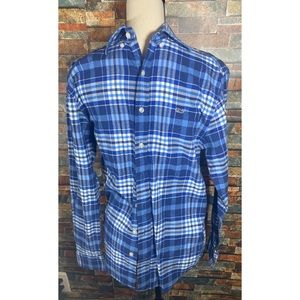 Blue plaid vineyard vine men button up shirt